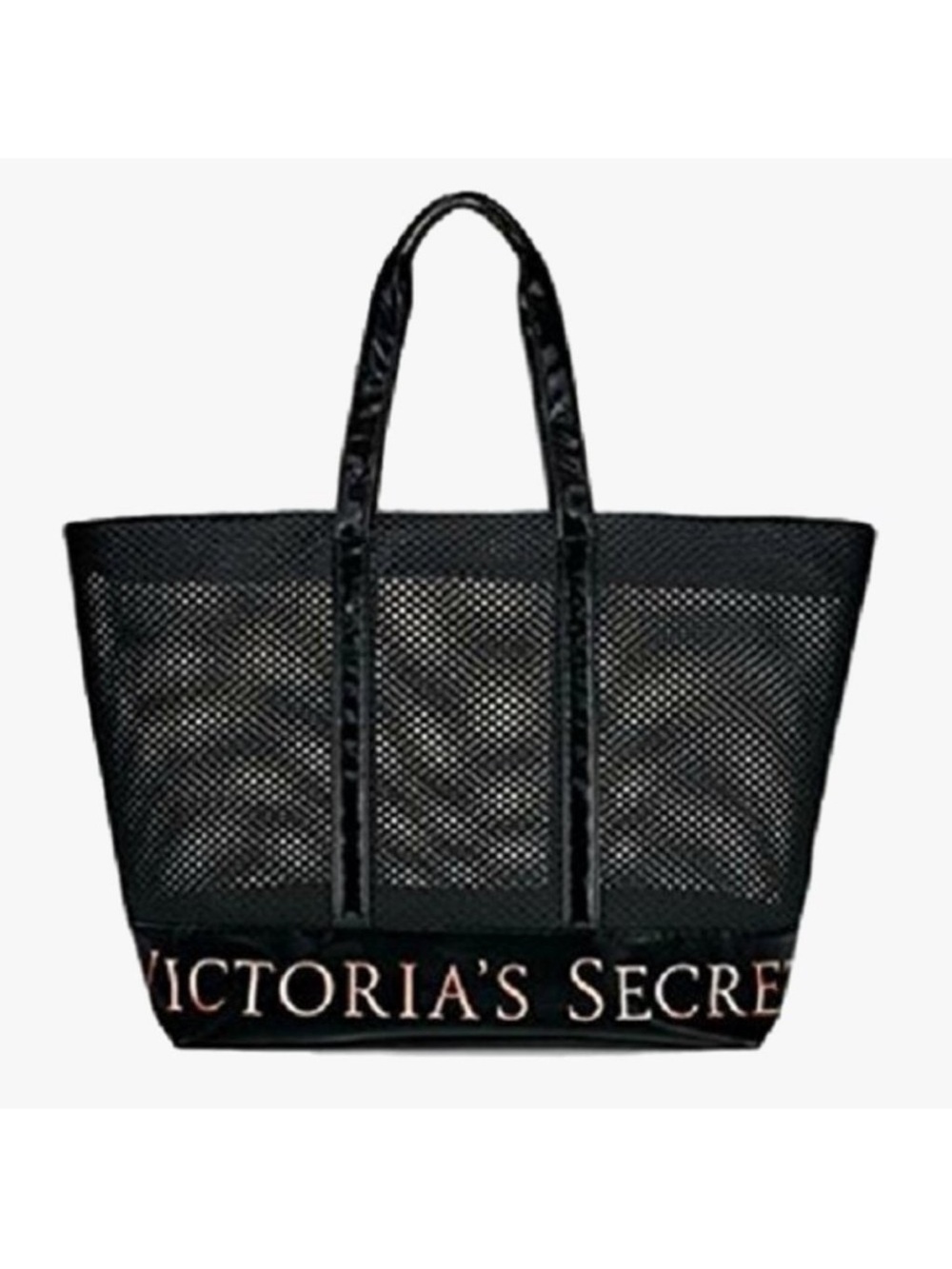 VICTORIA'S SECRET LARGE MESH BLACK WEEKENDER TOTE BAG NWOT